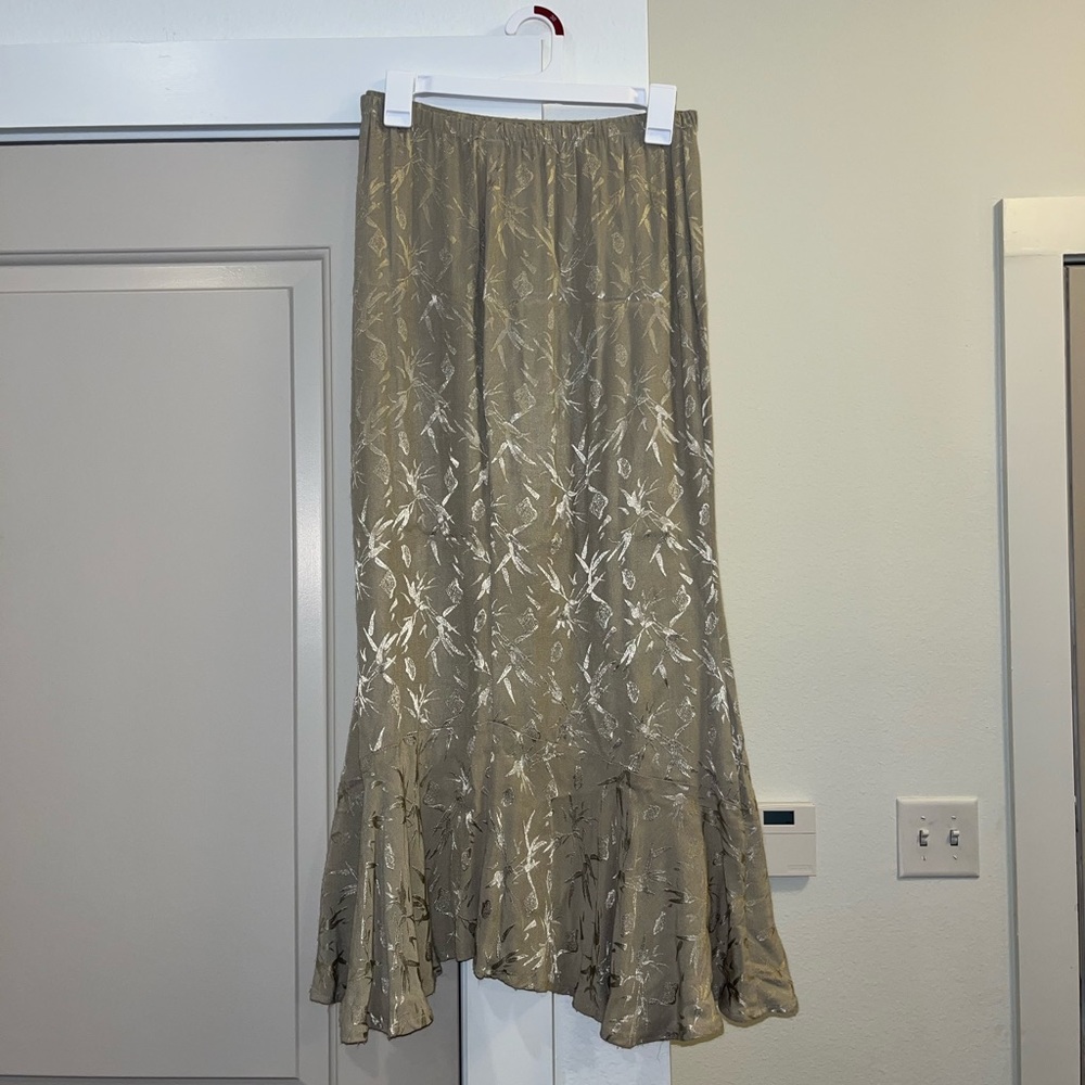 Vintage Spencer Alexis maxi skirt, light green with silver